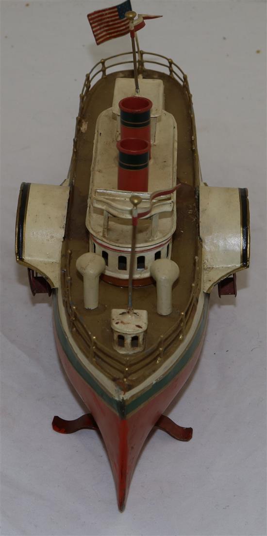 A Carette tinplate model of an American steamer, 14in.